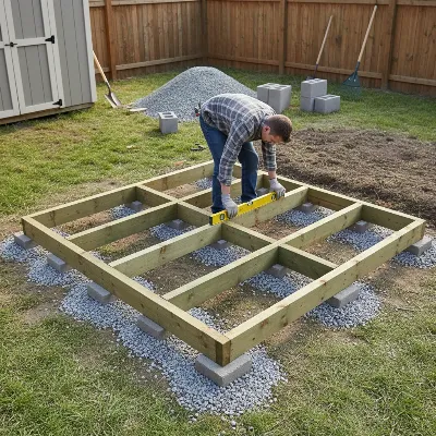 Building a concrete block and timber frame shed base on uneven ground