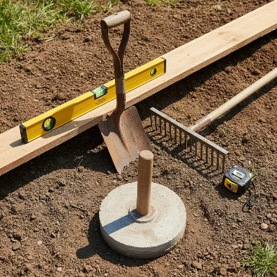 Essential tools for fast ground leveling for a new storage shed foundation